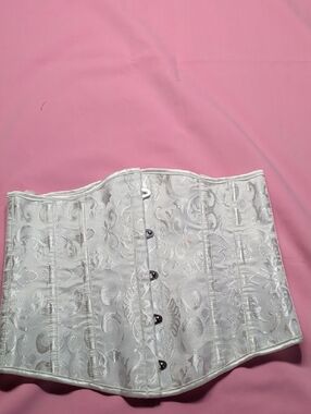 White Brocade Underbust Corset Crop Top